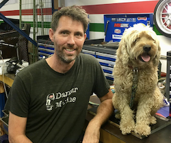 mechanic DangarStu and dog Edd